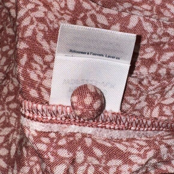 Faherty Montara Dress Women's Size L Mauve Leaf Batik Mini V Neck L/S Smocked - Picture 8 of 8